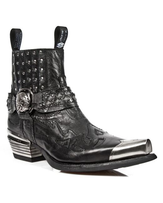 New Rock Black Metal Gothic Boots-7950P-S1 for men