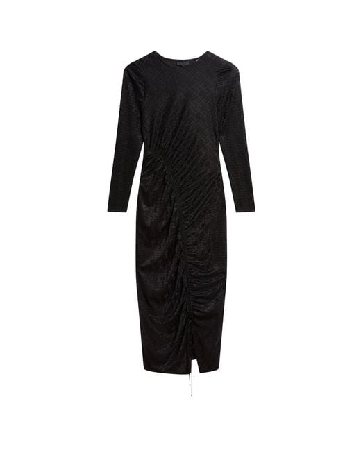 Ted Baker Black Sherlay Jacquard T Bodycon Gathered Dress