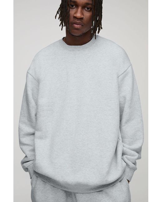 BoohooMAN Gray Tall Basic Oversized Crew Neck Sweatshirt for men
