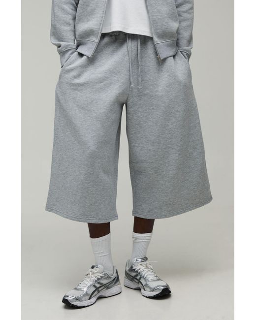 BoohooMAN Gray Longline Jersey Jort for men