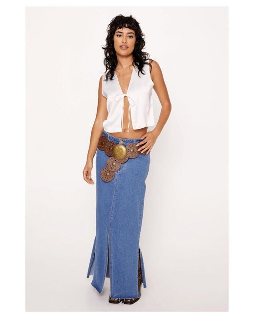 Nasty Gal Satin Tie Front Top in White | Lyst UK