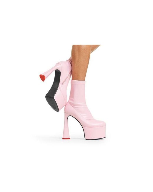 Lamoda Pink Ankle Boots Addicted Round Toe Platform Heels With Zipper