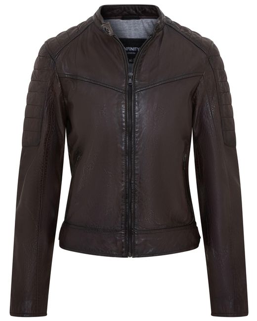 Infinity Leather Black Retro Quilted Biker Jacket
