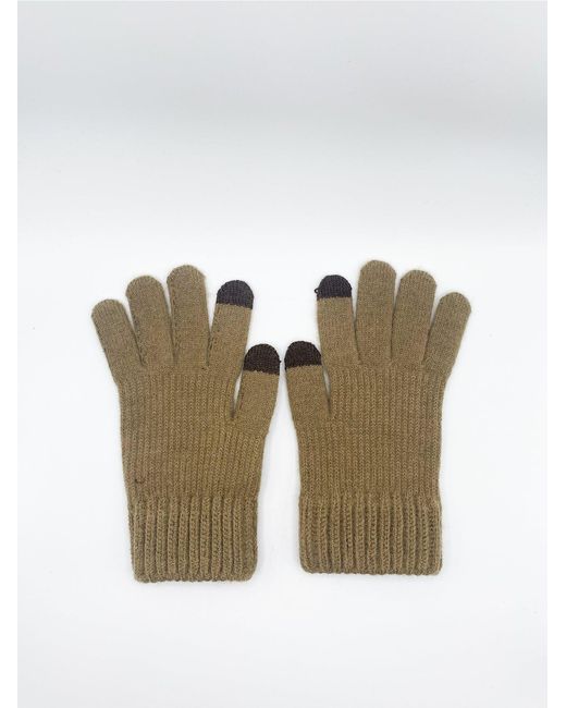 SVNX White Ribbed Knitted Gloves for men