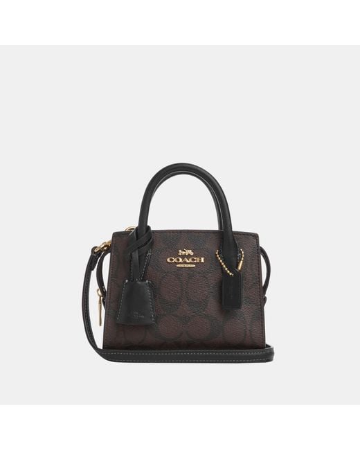 COACH Black Signature Andrea Mini Carryall Bag