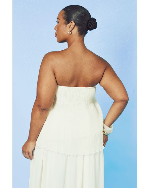 Boohoo Blue Plus Plisse Bandeau Floaty Top