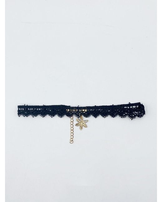 SVNX Blue Lace Choker With Snowflake Charm