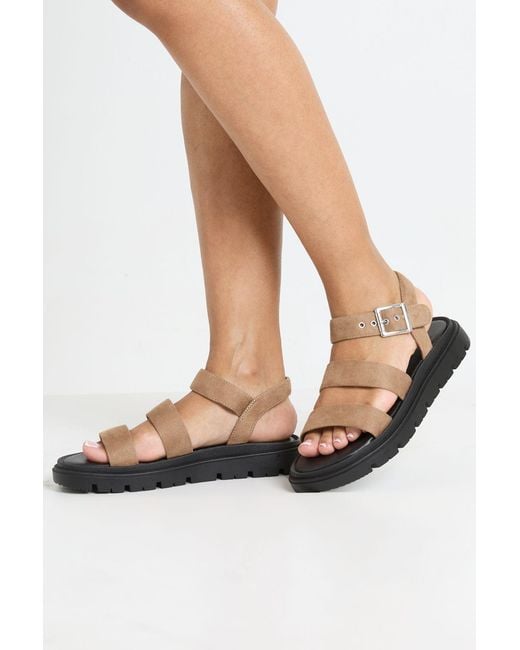 Boohoo Gray Triple Strap Flatform Sandals