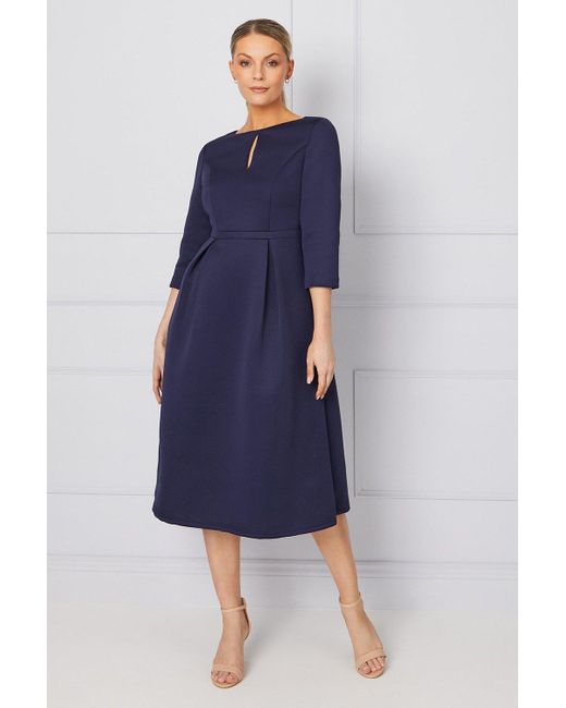 Wallis Blue Occasion Scuba Fit And Flare Midi Dress