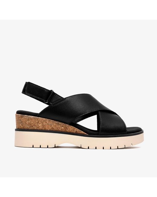 Clarks Black Diaz Cross Leather Sandals