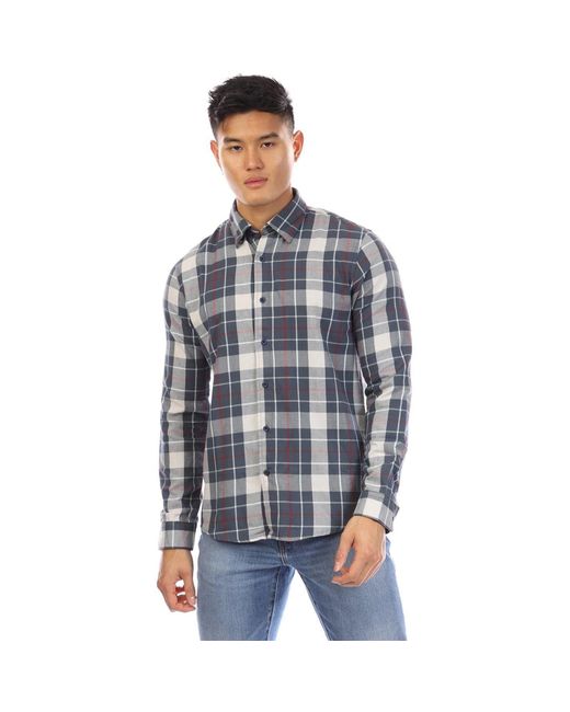 Peter Werth Blue Collared Neck Long Sleeve Regular Fit Shirt for men
