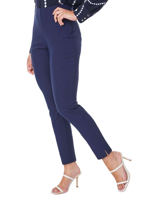 Roman Blue Petite Full Length Elastic Waist Trousers