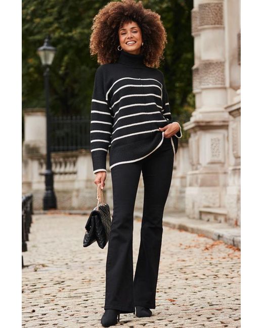 Sosandar Black Mid Rise Bootcut Jeans
