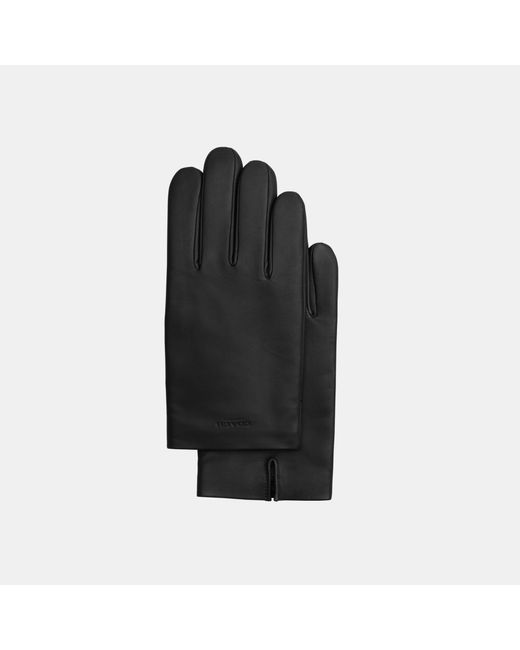COACH Black Embossed Leather Tech Glove for men