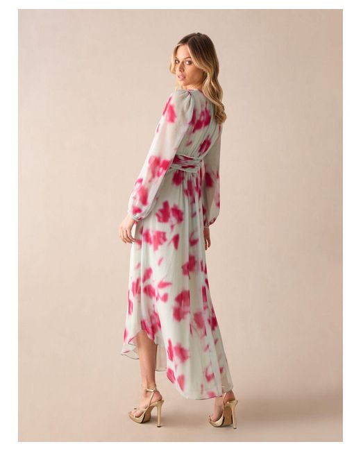 Ro&zo Pink Stephanie Blurred Floral Midaxi Dress