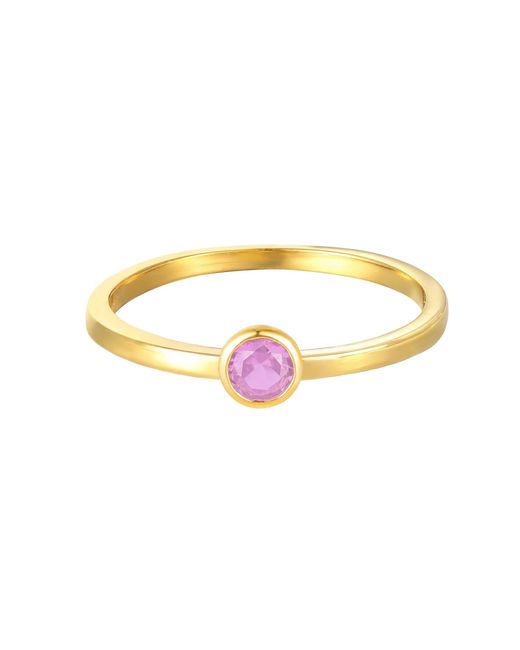The Jewellery Stockroom Yellow Plated Birthstone Cz Rubover Ring
