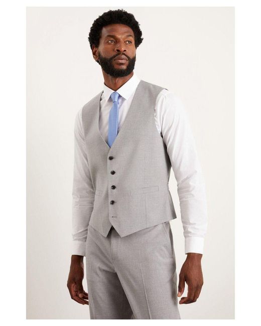 Burton Gray Tailored Fit Light Essential Waistcoat for men