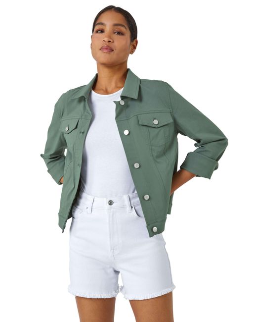 Roman Green Summer Stretchy Jacket Denim Style