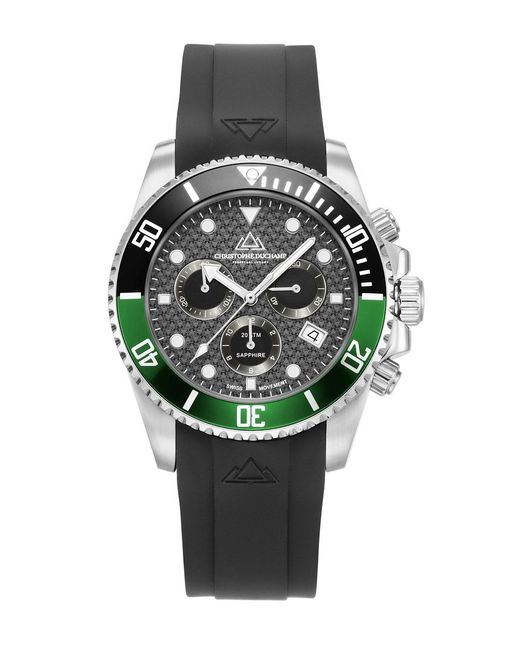 Christophe Duchamp Black Marine Chrono Rubber Watch 42Mm for men