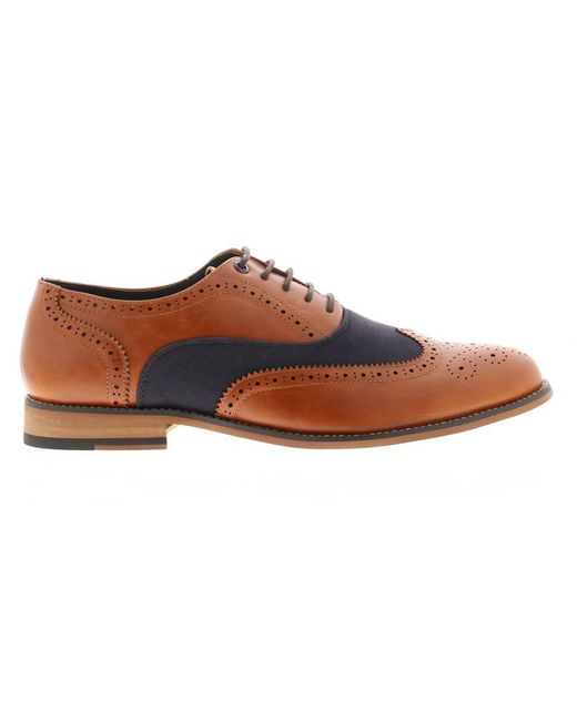 Gabicci Brown Brogue Shoes Brunswick Oxford Patterned Toe Upper for men