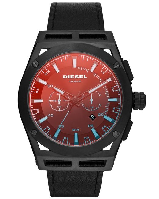 DIESEL Black Timeframe Watch Dz4544 Leather for men