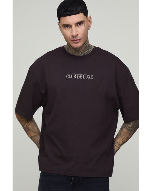 BoohooMAN Gray Tall Oversized Club De Luxe T-Shirt for men