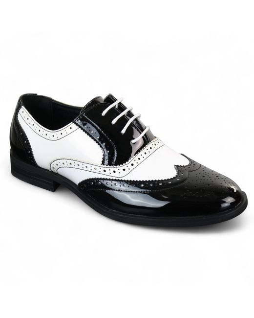 Infinity Leather Black Patent Lace-Up Brogues Smart Dress Shoes Faux Leather for men
