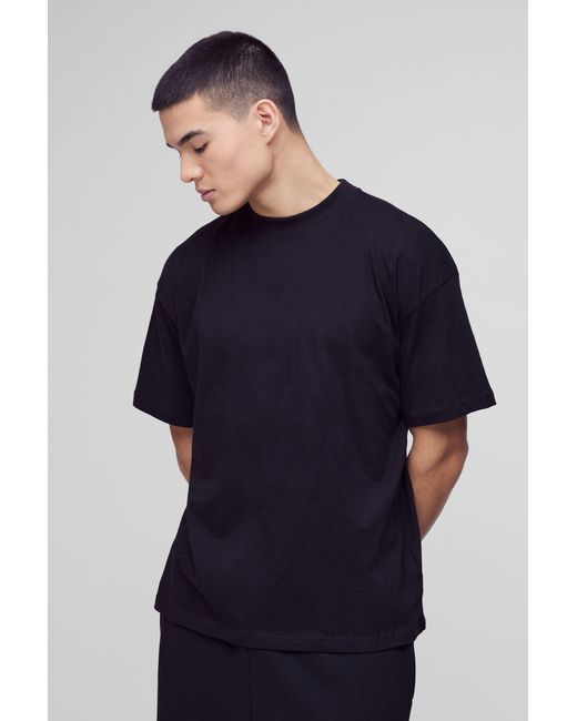 BoohooMAN Blue Basic Oversized Extended Neck T-Shirt for men