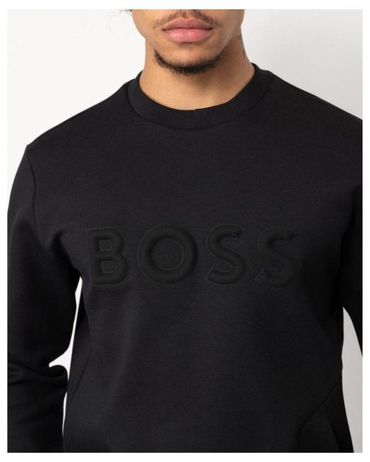 Boss Black Boss Salbo 1 Cotton Blend Sweatshirt With 3D-Moulded Logo for men