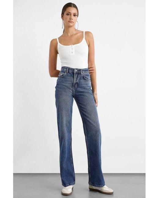 Hiccup Blue High Waist Straight Leg Jeans