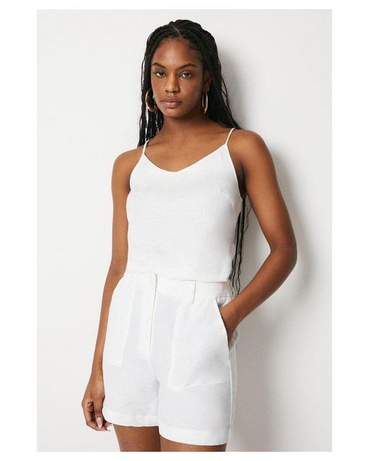 Warehouse White Linen Tailored Shorts