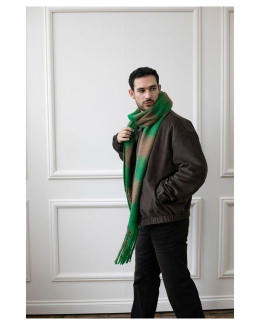 SVNX Green Chunky And Check Scarf