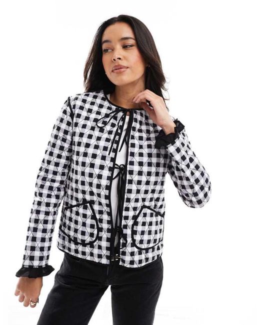 ASOS White Quilted Tie Front Jacket