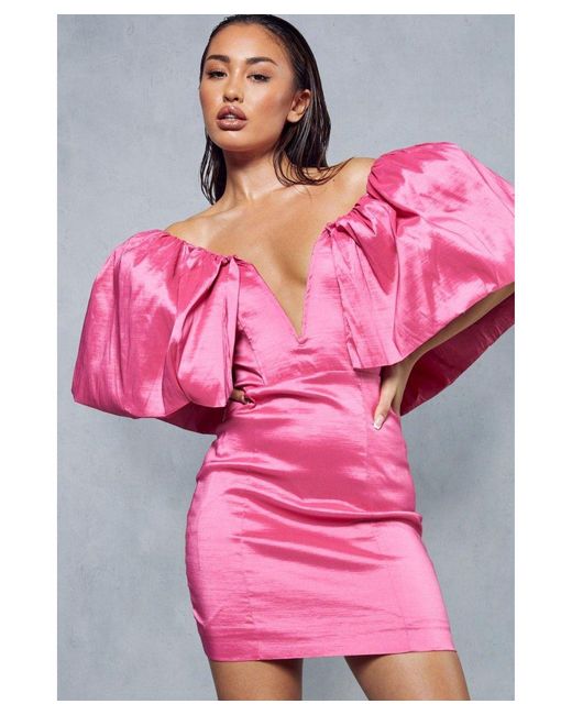 MissPap Pink Premium Extreme Ruffle Shoulder Dress