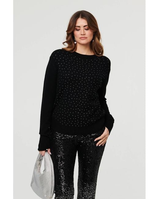Izabel London Black Sparkle Detail Relaxed Jumper
