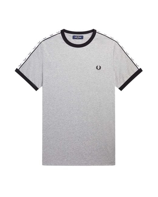 Fred Perry Gray Taped Ringer T-Shirt Steel Marl for men