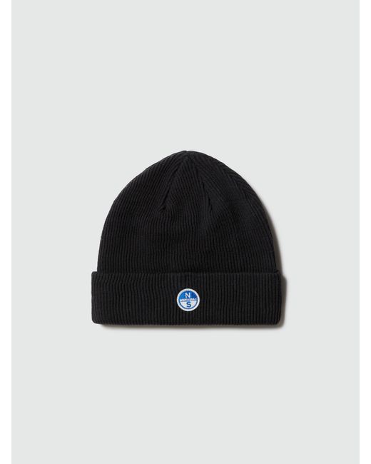 North Sails Beanie Micro-Rib-Strick Mit Logo-Patch in Red für Herren