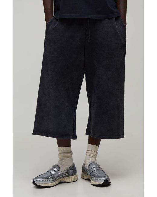 BoohooMAN Blue Heavyweight Washed Jersey Longline Jort for men