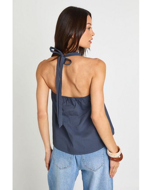 Boohoo Blue Tall Relaxed Fit Halterneck Waistcoat