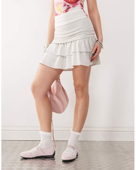 Collusion Gray Mini Ruffle Skirt