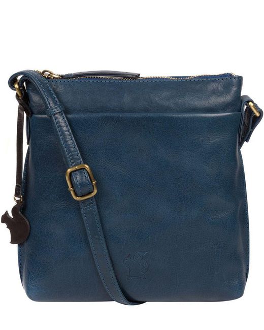 Conkca Blue 'Nikita' Snorkel Leather Cross Body Bag