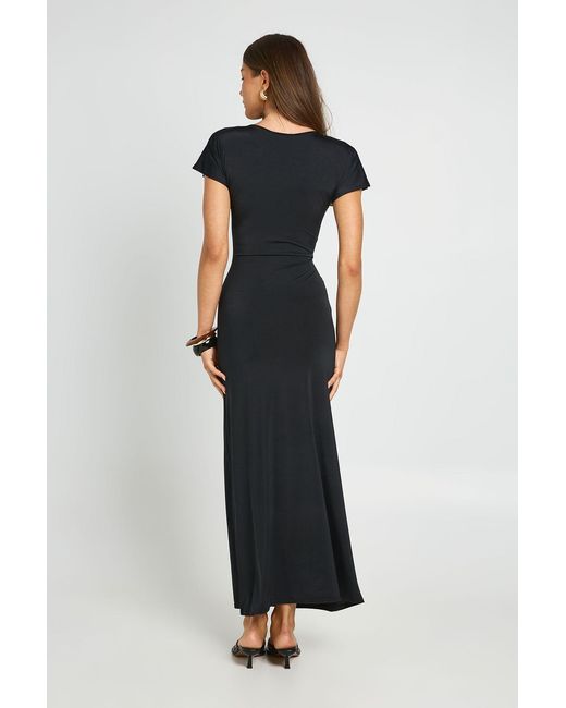 Boohoo Black Super Soft Ruched Waist Midaxi Dress
