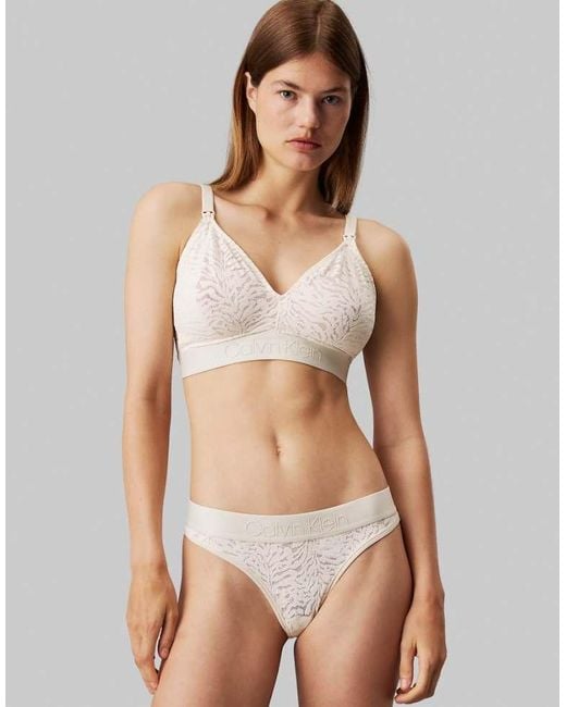 Calvin Klein Natural Maternity Intrinsic Ck Logo Unlined Triangle Plunge Patterned Bralette