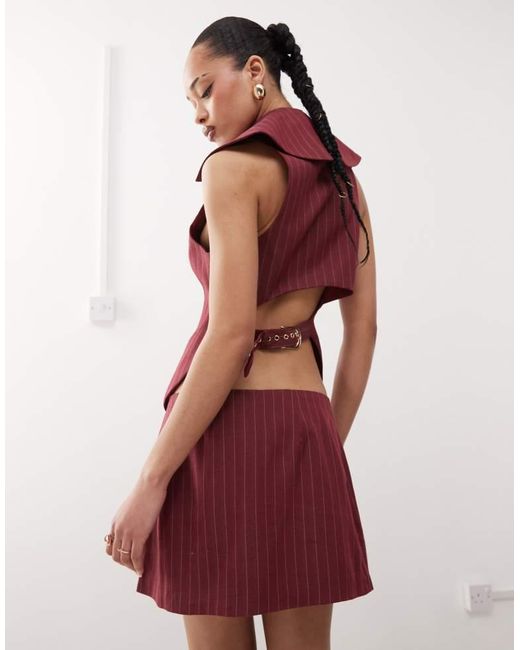 Labelrail X Jennifer Mcking High Collar Tailored Pinstripe Waistcoat Top Co-Ord