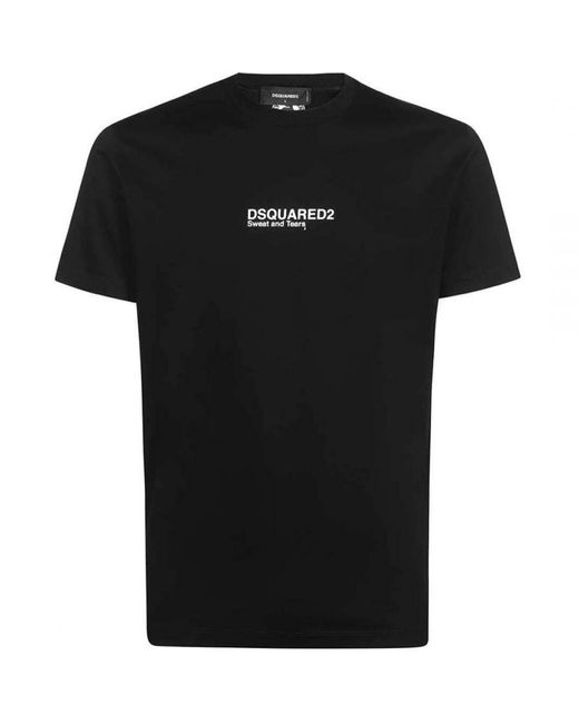 DSquared² Sweat And Tears Logo Cool Fit Black T-shirt voor heren