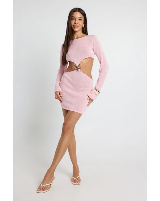 Boohoo Pink Starfish Detail Crochet Beach Dress