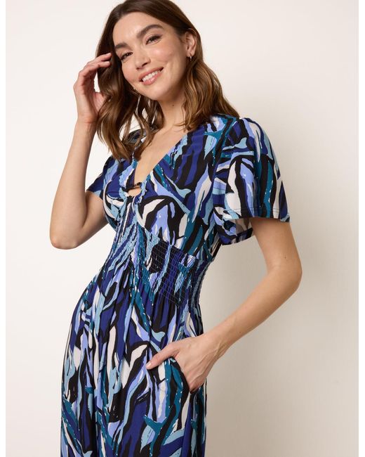 Blue Vanilla Blue Ring Detail Printed Dress