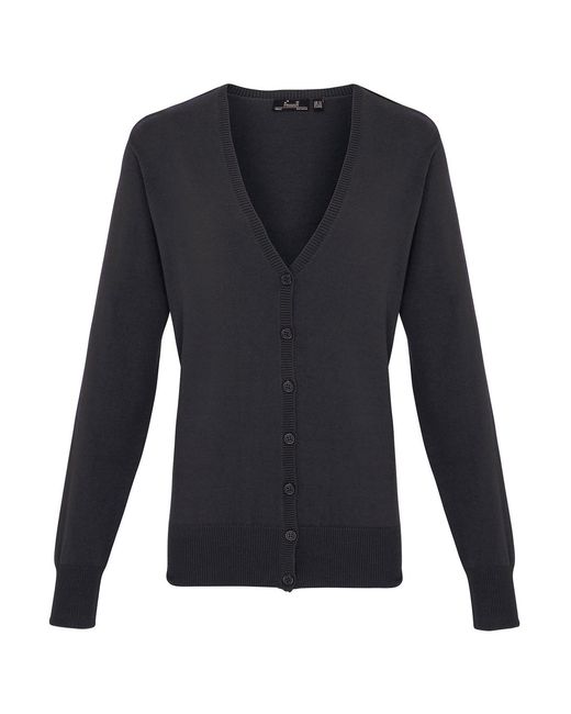 PREMIER Blue Ladies Cotton Acrylic V Neck Cardigan