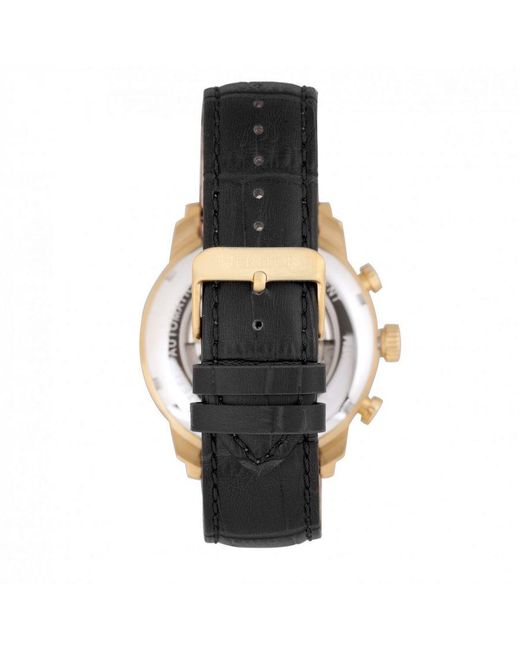 Heritor Multicolor Arthur Semi-Skeleton Leather-Band Watch W/ Day/Date for men