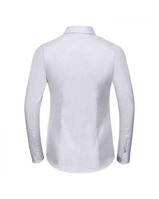 Russell White Collection /Ladies Herringbone Long-Sleeved Shirt